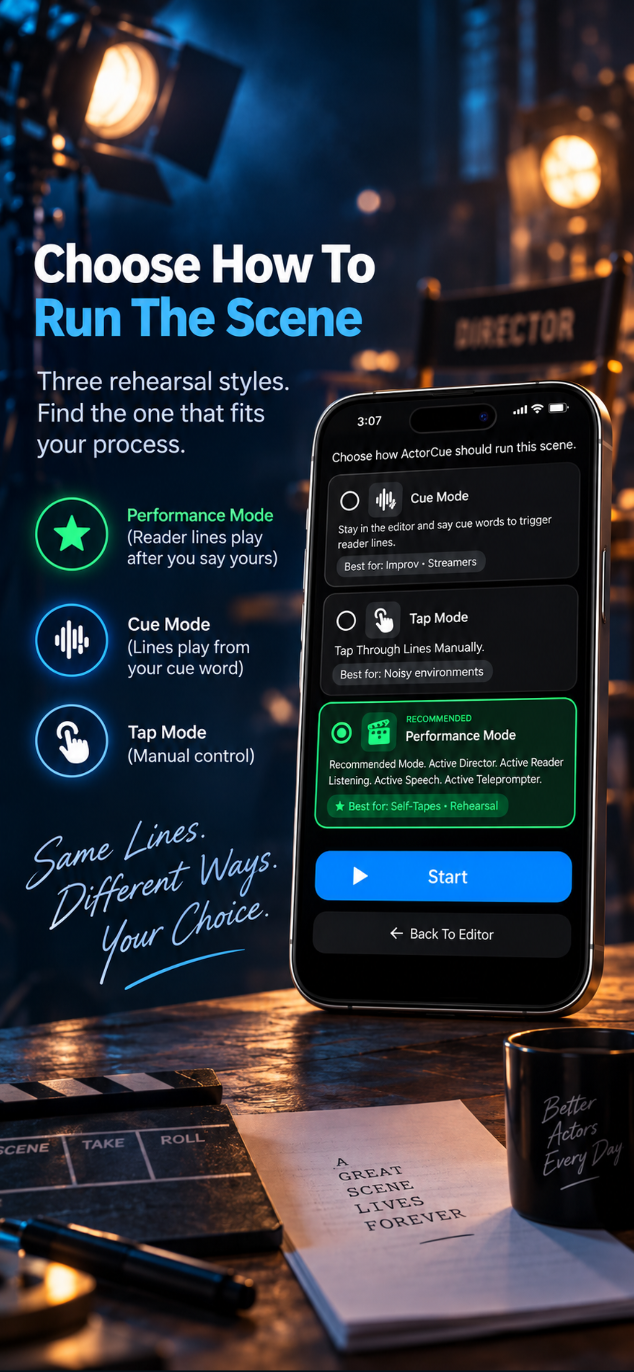 ActorCue Add Audio File Line screen